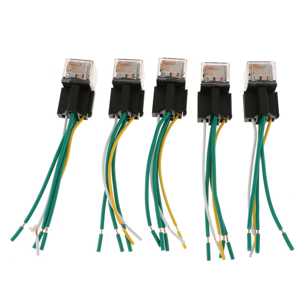 5Pcs Car Relay and Socket Waterproof 80A AMP 5-Pin SPDT 5 Wire 18/16AWG  24V