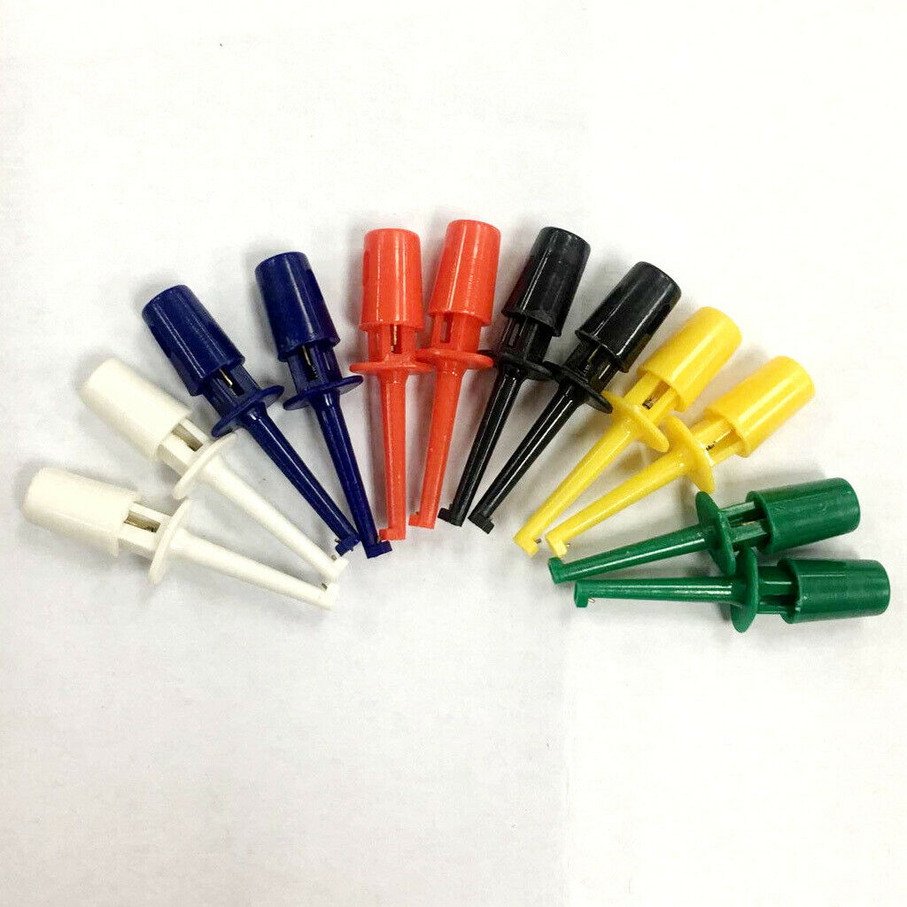 12 pcs 6 colors Grabbers Probes SMD SMT IC Hook Test Clip Flat Cables 42mm