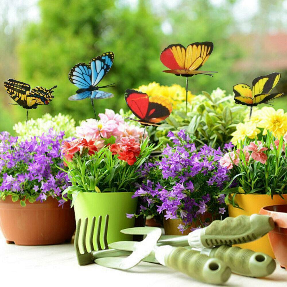 40Pcs Butterfly Stakes Outdoor Yard Planter Flower Pot Bed Garden Decoration US.