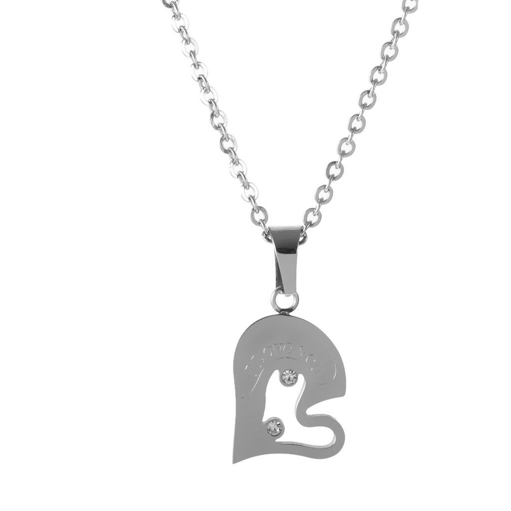 Steel Couple Lovers Necklace I Love you Heart Shape Pendant Valentine's Gift