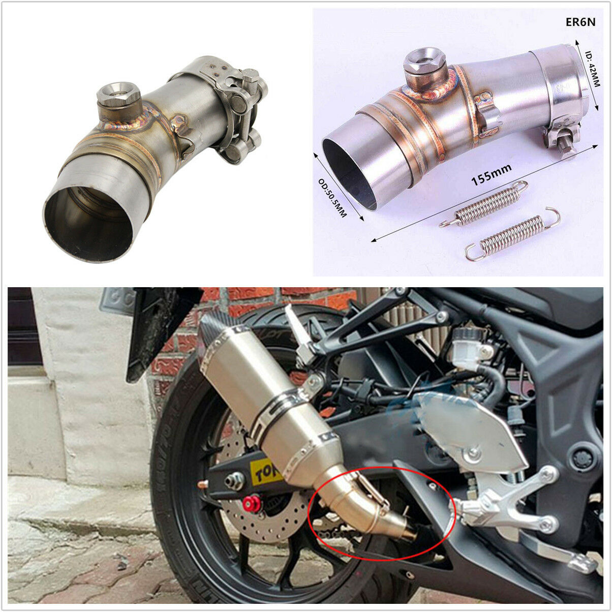 1 x  Muffler link pipe Motorcycle Exhaust Pipe Muffler Escape Connecting Pipe