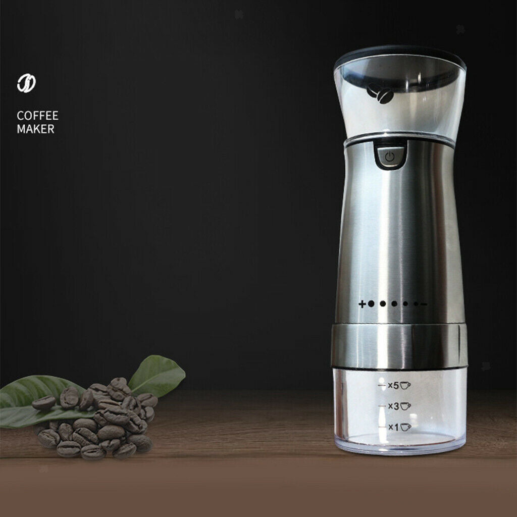 Adjustable USB Electric Coffee Grinder Home Office Use Stainless Steel Tool