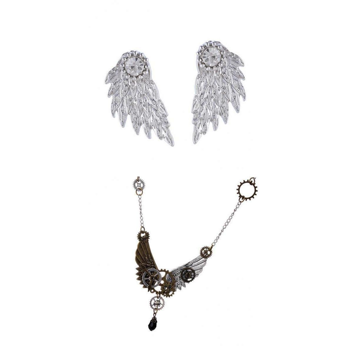 Steampunk Fashion Necklace for Women+Beautiful  Earrings Girl Gifts