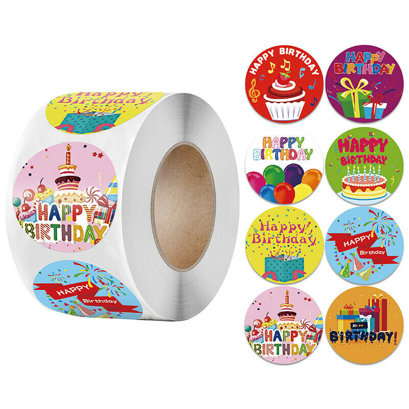 500pcs/roll happy birthday Stickers Scrapbooking Stickers Seal Labe.l8