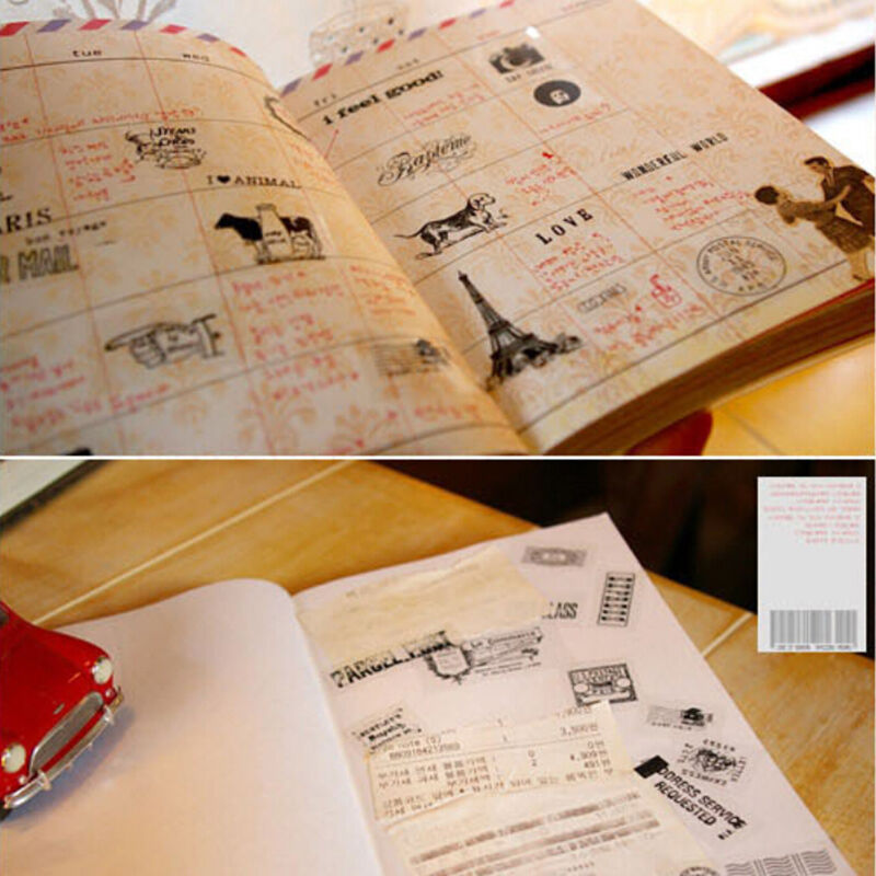 6X Retro Diary Decoration Scrapbooking Transparent Stationery Planner Stic.l8