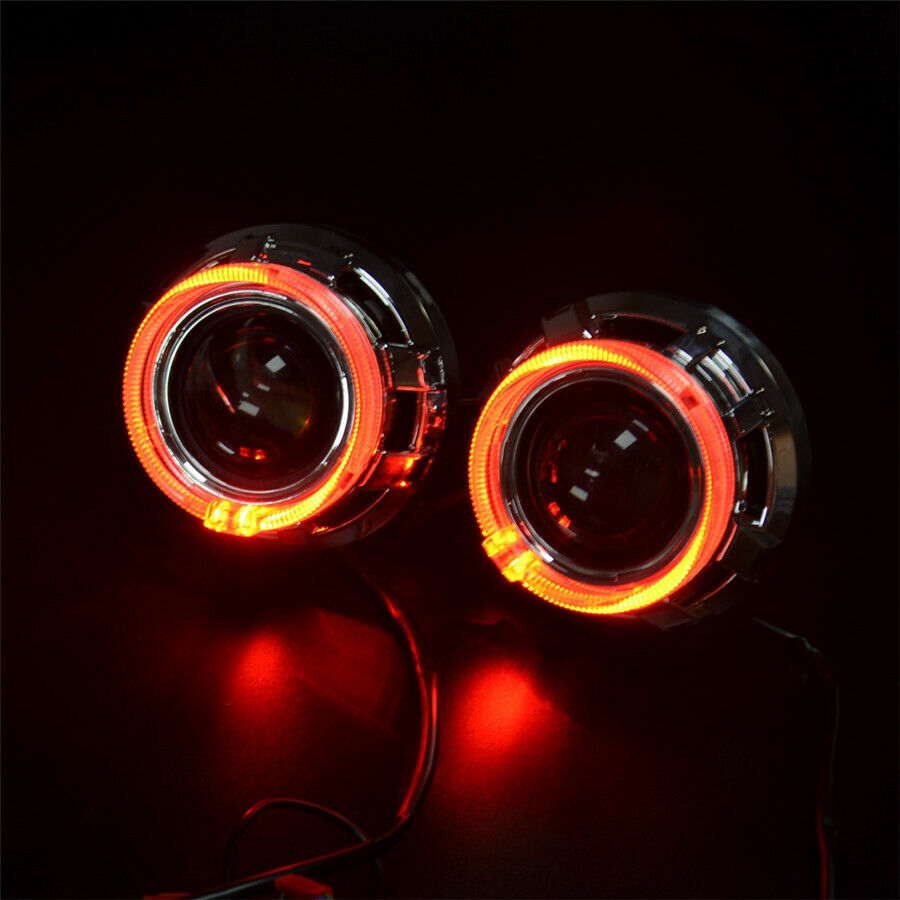 3.0"H1 Bi Xenon Hid Projector Lens Shrouds RGB Angel Eye Halo Ring Bluetooth APP