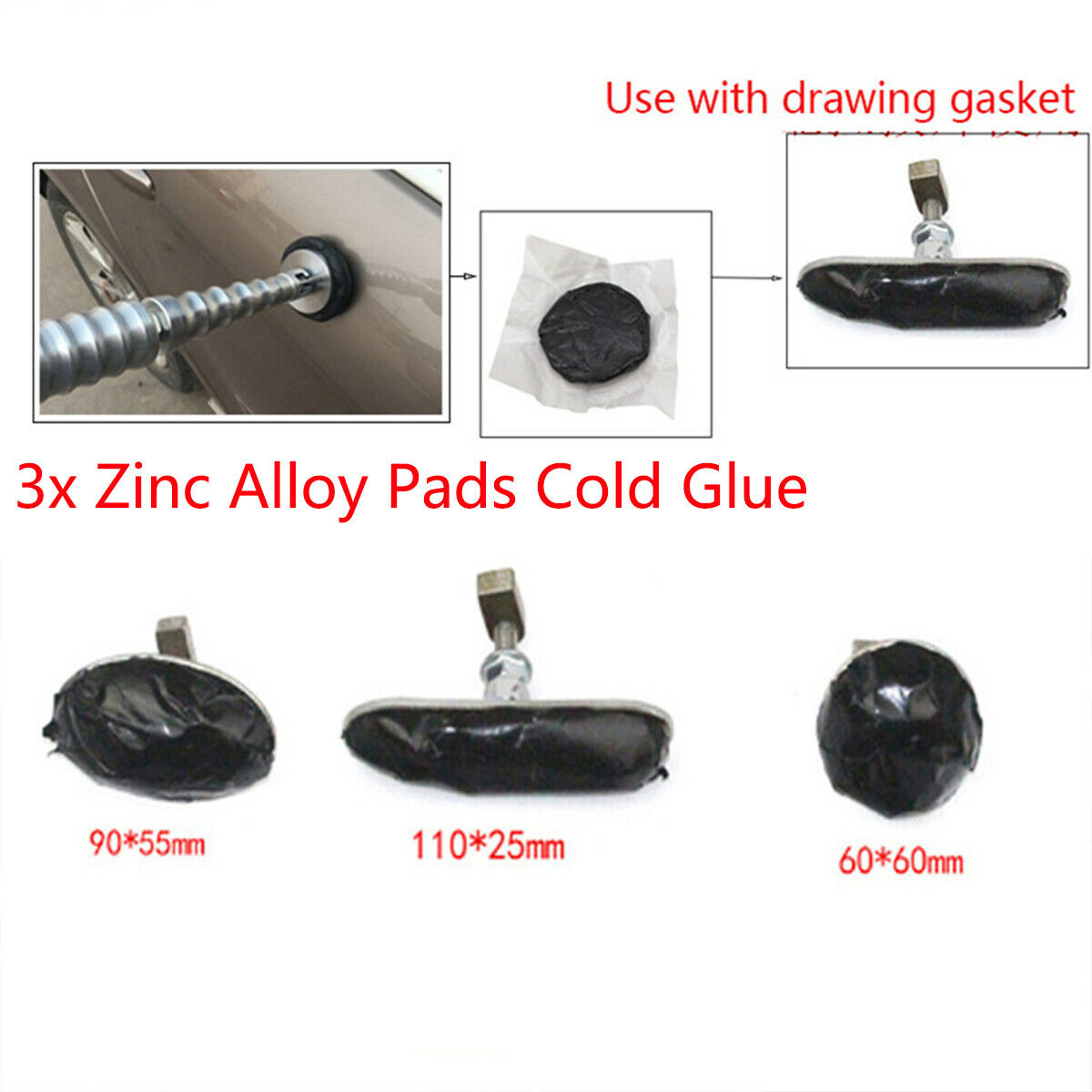 3PCS Car Body Paintless Dent Repair Tool Zinc Alloy Adhesive Pull-out Cold Glue