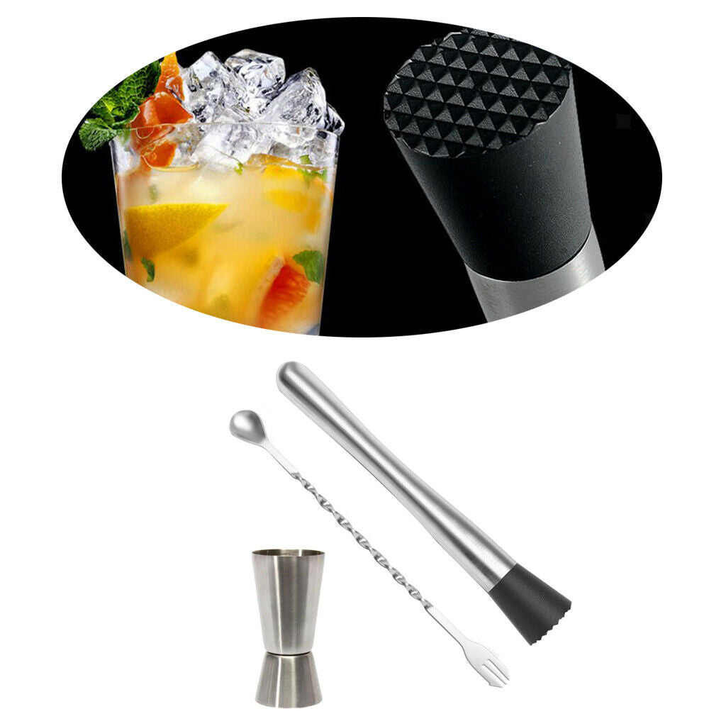Stainless Steel Cocktail Muddler Blender Drink Bartender Martini Bar Tool Set
