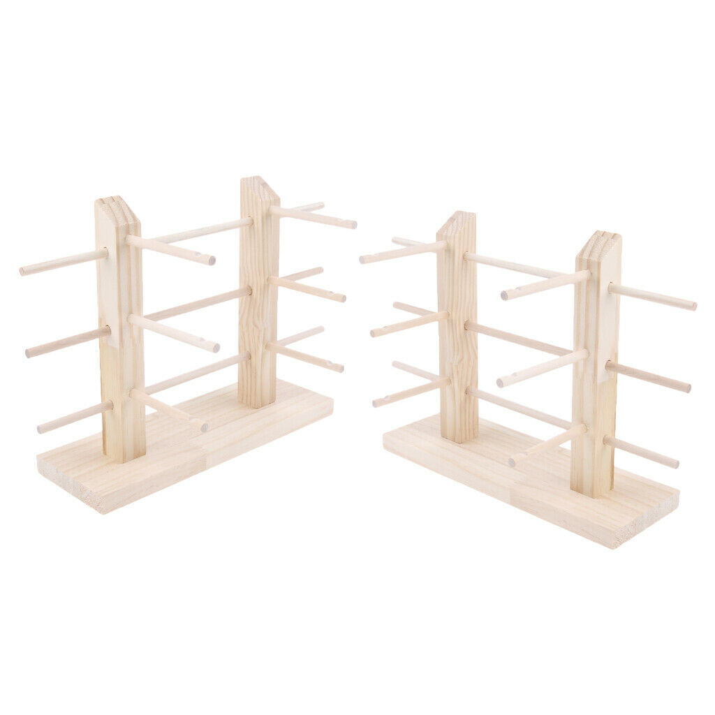2 Pieces Wood Sunglasses Eyeglass Display Rack Double Lines 6 Pairs of Glasses