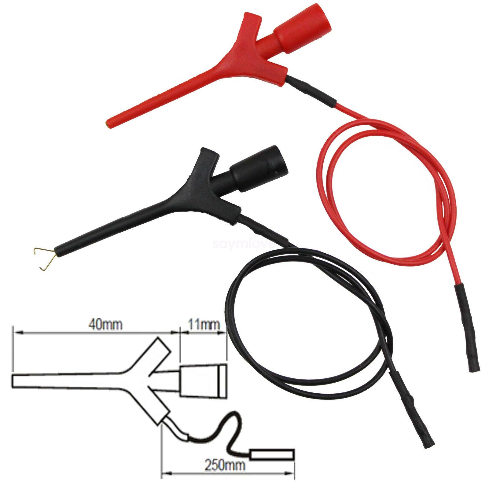 2pcs New Aircraft Test Hook Test Clip Probe SMD IC With Female Banana Plug