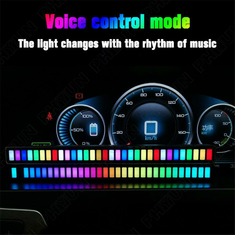 32 LED 18 Colors Car Sound Control RGB Music Rhythm Ambient Light Rechargeable