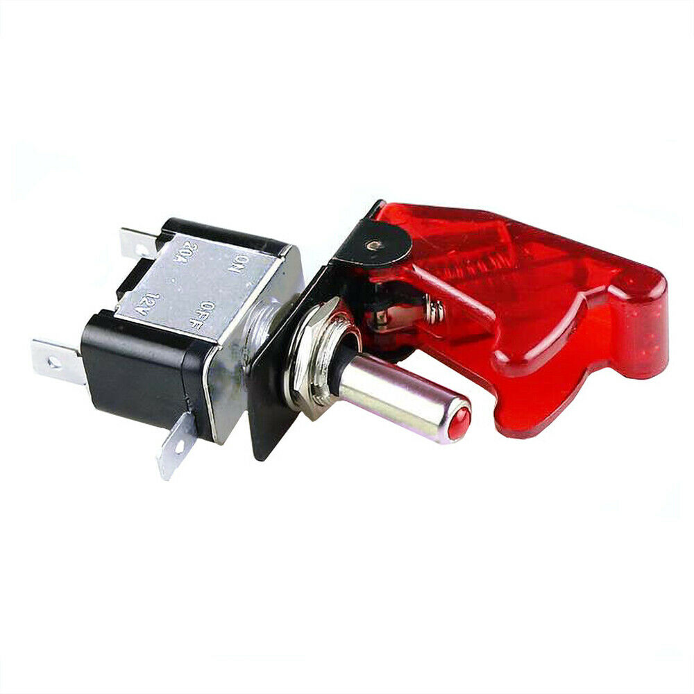 On/Off Toggle Switch LED Light 12V/20A with Missile Cover for Car Boat Truck