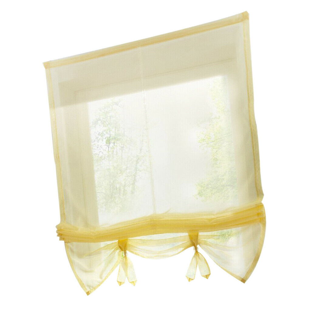Roman Curtain, Tie Up Shade, Rod Pocket Window Valances Yellow 140x155cm