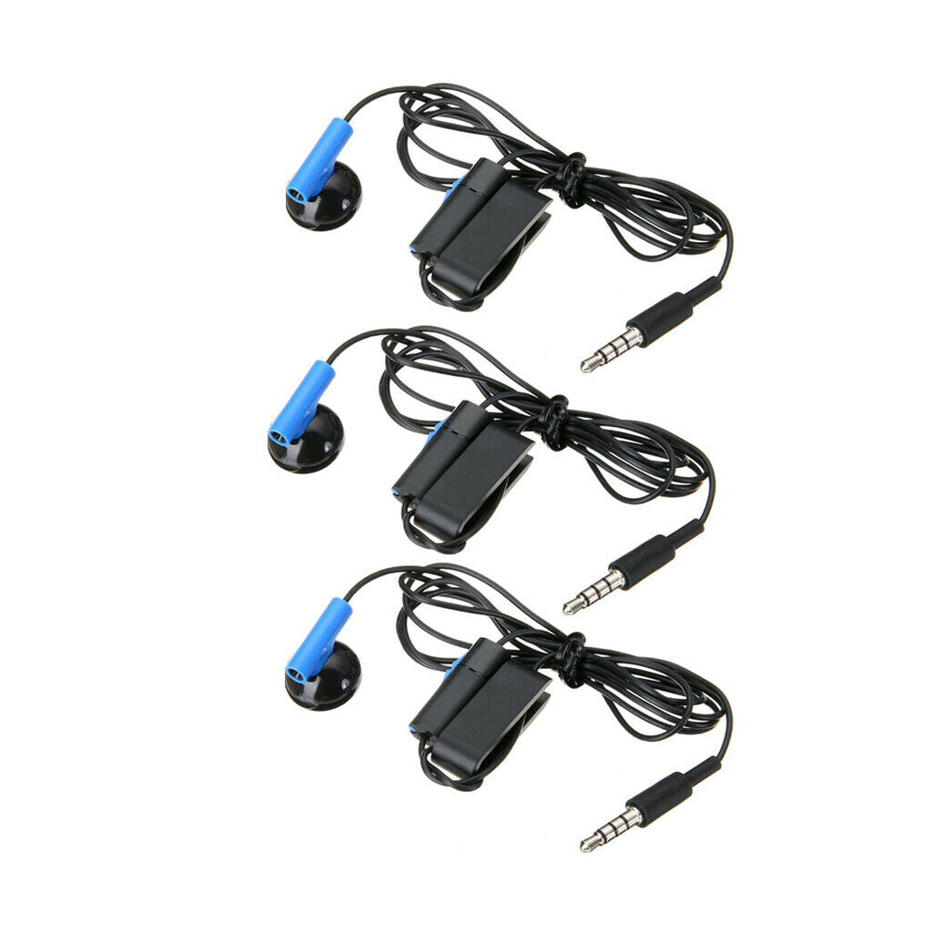 3Pcs Wired Mono Earphone Single Earbud for Sony PS4 Controller with Mic