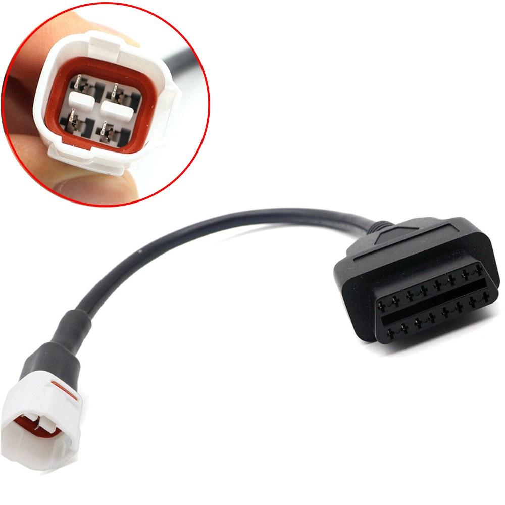 Diagnostic Connector for Yamaha R1 R6 4 Pin to OBDII OBD2 Harness Cable Adapter