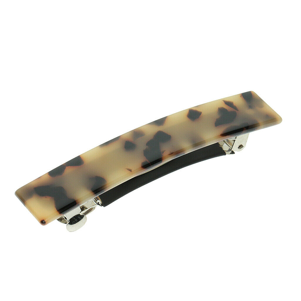 French Style Acetate Leopard Automatic Barrette Ponytail Holders Light Brown