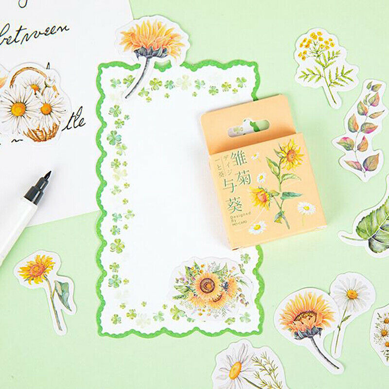 46Pcs/box Sunflower Daisy Stickers DIY Diary Stationery Scrapbook Memo St.l8