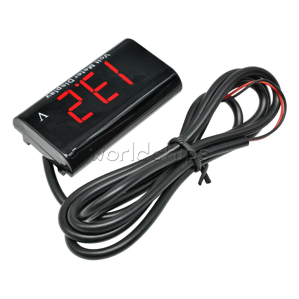 Digital DC 8-18V 0.56 inch LED Tube 2 Wire IPX6 Waterproof Red Voltmeter For Car
