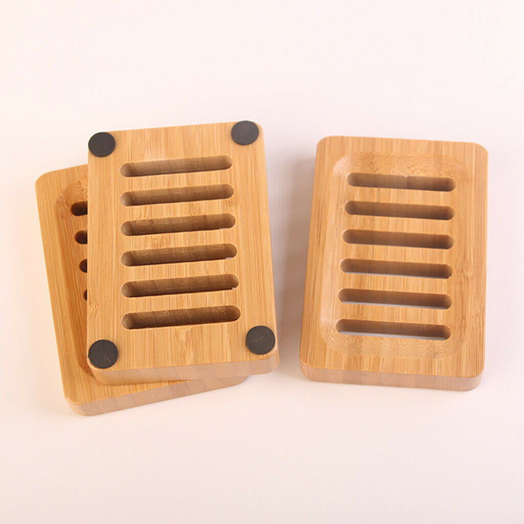 Bamboo Soap Dish Natural Color Container Tray for Shower Countertop Outdoor