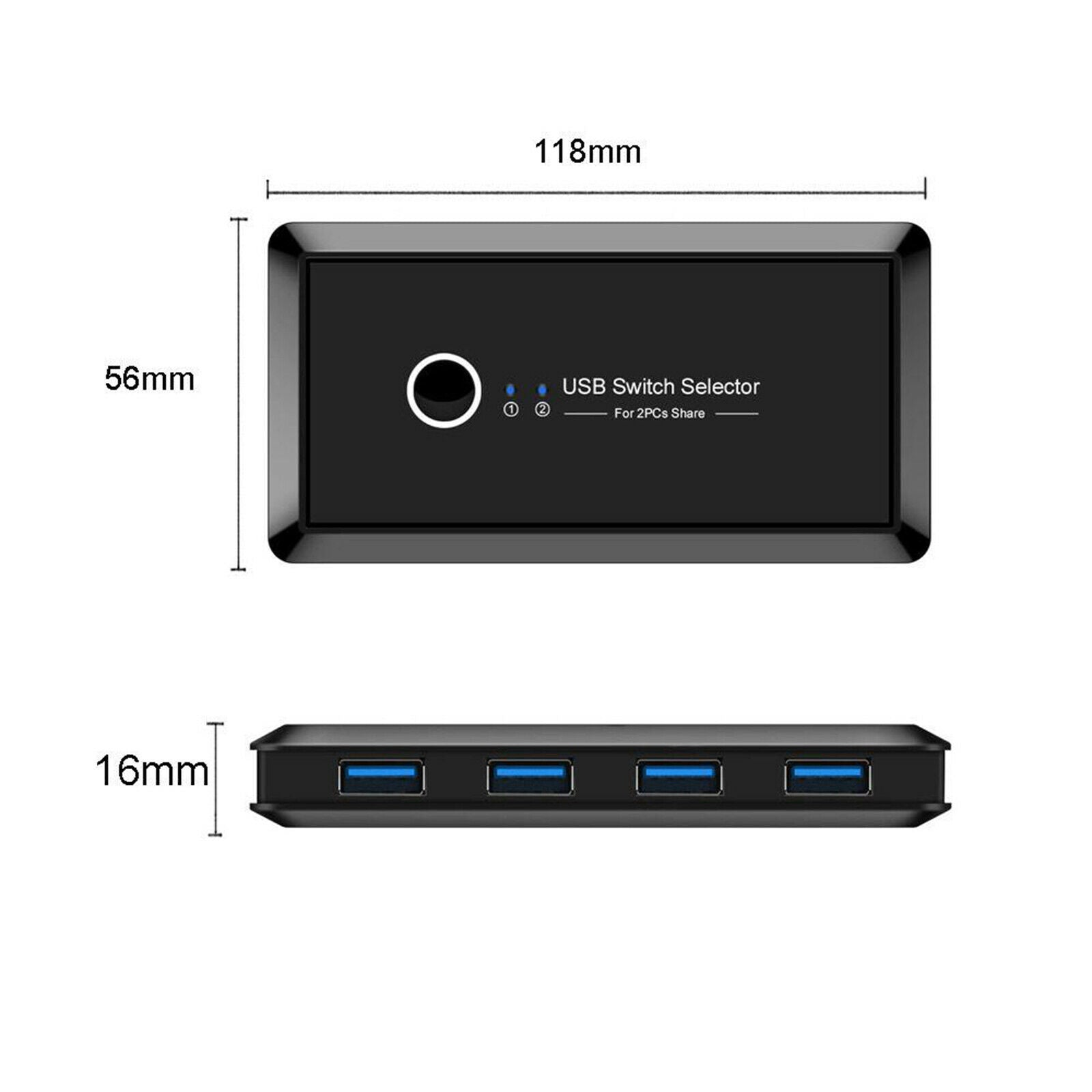 USB 3.0 Switch Selector 4 Port 2 Computers Sharing Switcher Box Hub For PC