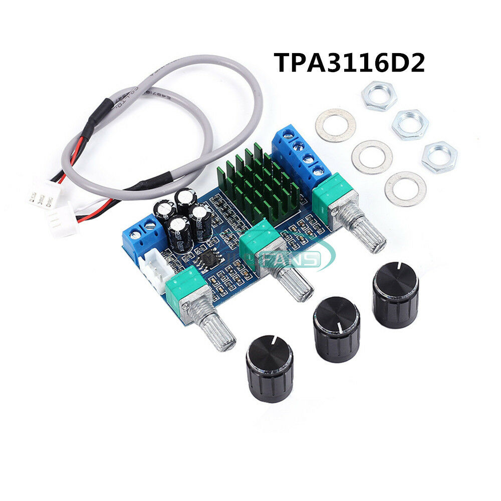 Digital DC 12V 24V 80Wx2 TPA3116D2 Dual Channel Treble Bass Pre Amplifier Board