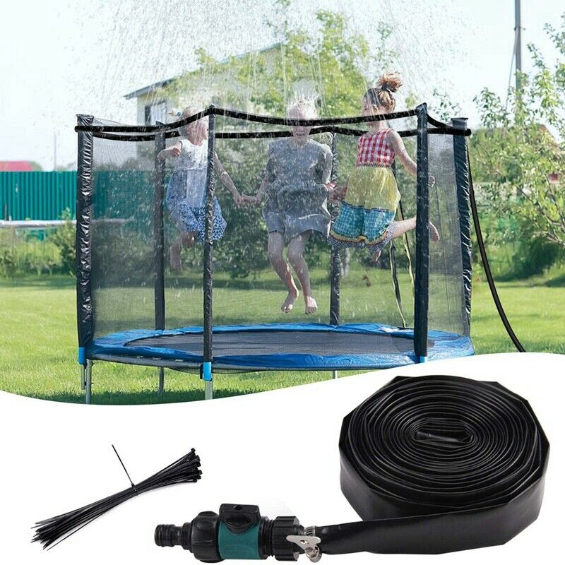 2X(49.2FT Water Sprinkler Trampoline Sprinkler Outdoor Garden Water Games TB3M2)