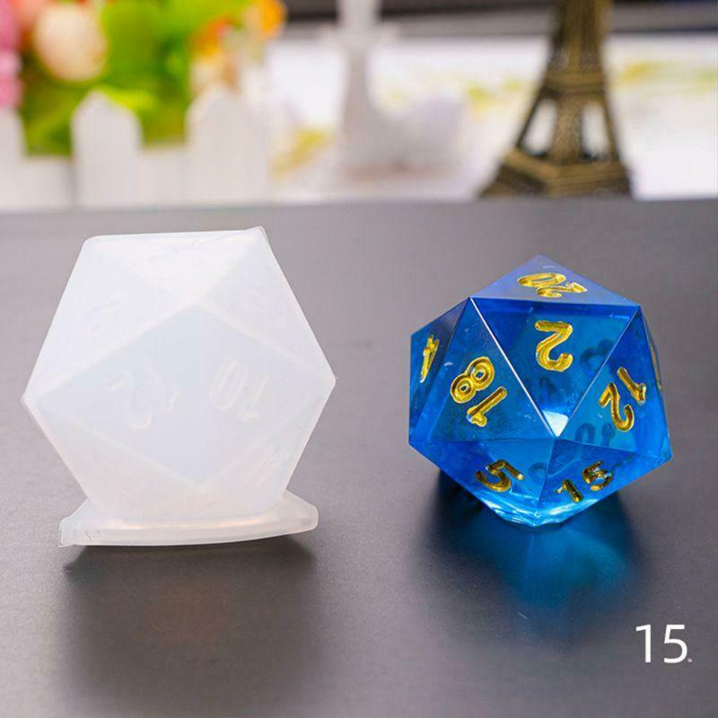 DIY Crystal Epoxy Mold Dice Fillet Shape Multi-spec Digital Game Silicone Moulds