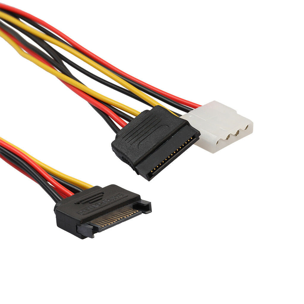 15 Pin SATA Male to 4 Pin & 15 Pin Female Power Cable Y Connector for HDD