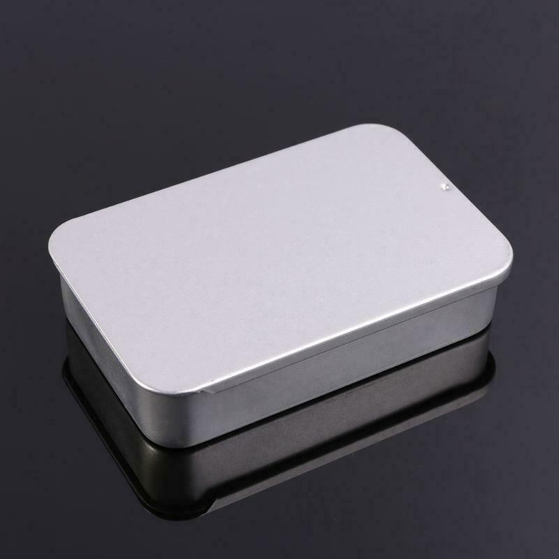 Metal Tin Rectangle Jewelry Storage Box Case Candy Coin Key Pill Organizer Small