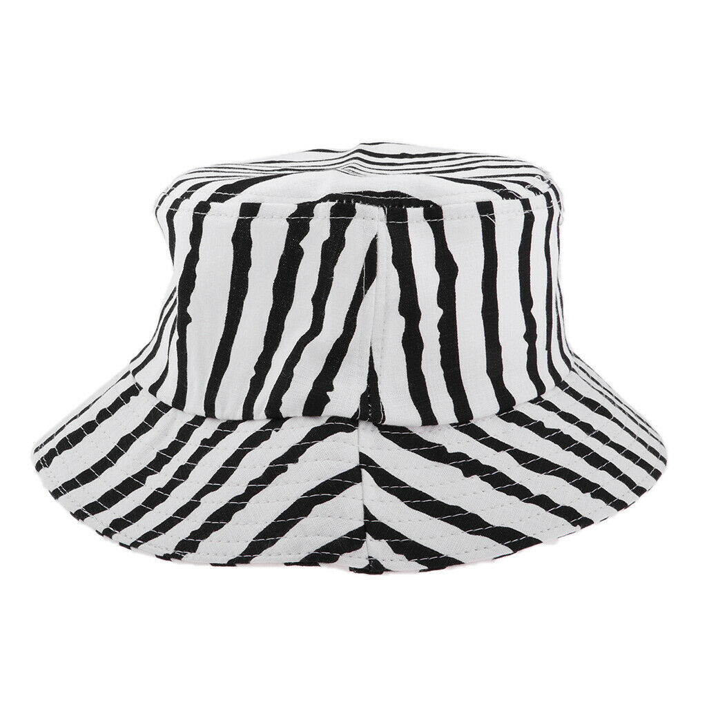 Cotton Packable Summer Travel Sun Hat Bucket Hat Wide Brim   Black and White