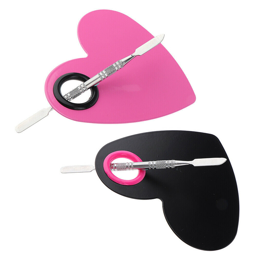 Pink & Black Lady Stainless Steel Cosmetic Makeup Palette Spatula Artist