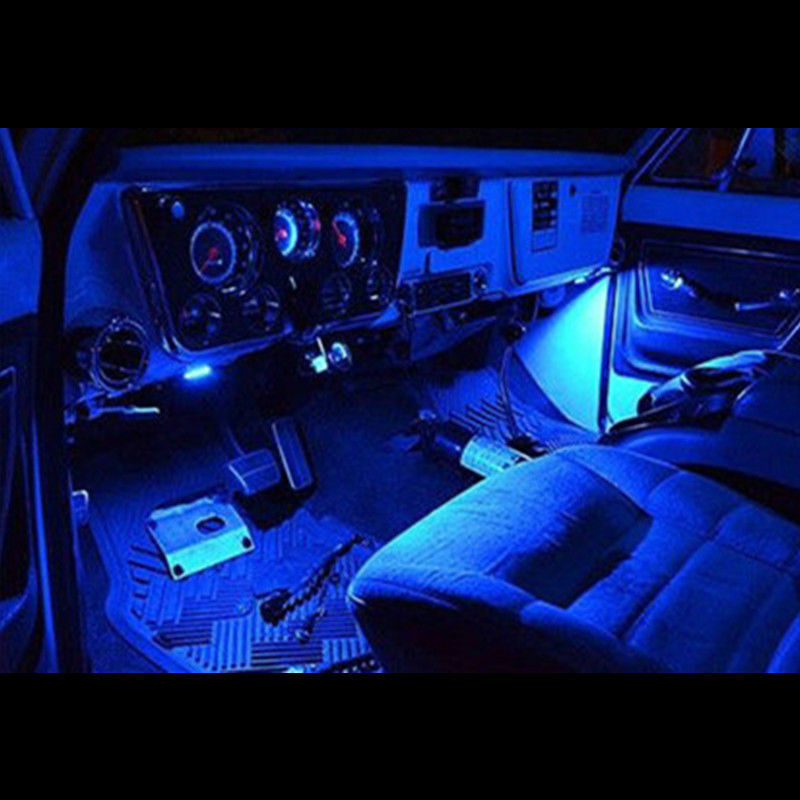 3-SMD Blue LED Strip Lights For Cup Holder Gauge Cluster Glove Box Foot Area