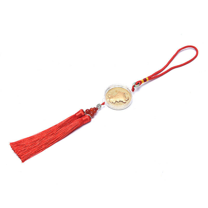 Lucky 2021 Year of Ox Coin Commemorative Souvenir Tassels Pendant Decorat.l8