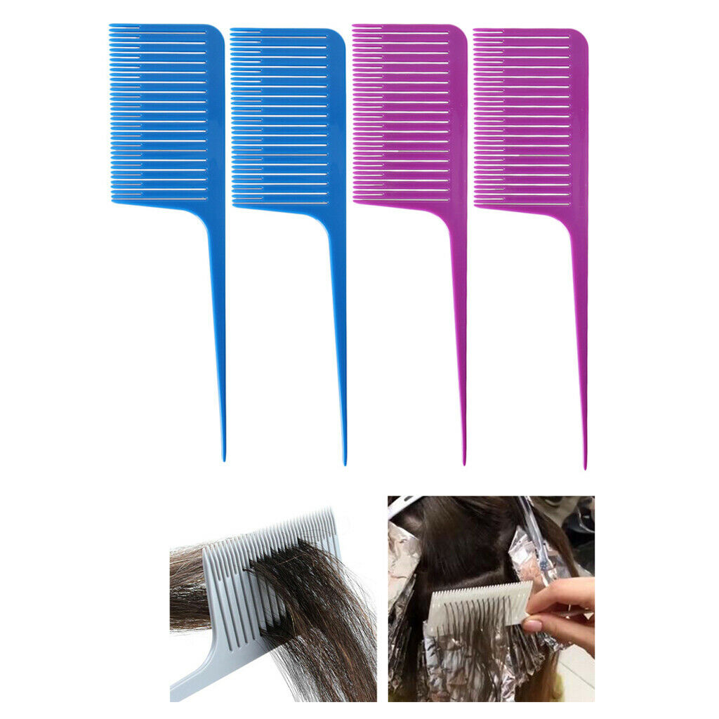 4Pcs Weave Highlighting Foiling Hair Comb Styling Hair Combs Purple+Blue
