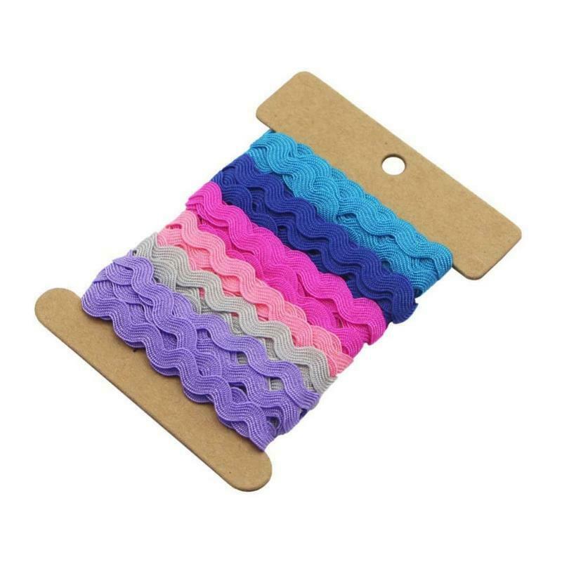 2 Rolls 5mm Colorful Wave Zig-Zag Woven Trim Polyester Ribbons for DIY Crafts