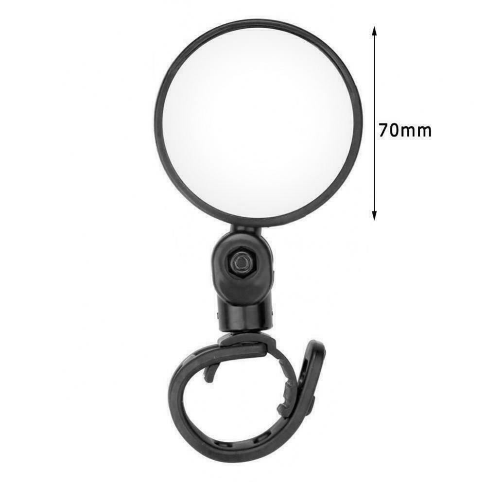 2-part flat adjustable bicycle rearview mirror. Robust handlebar