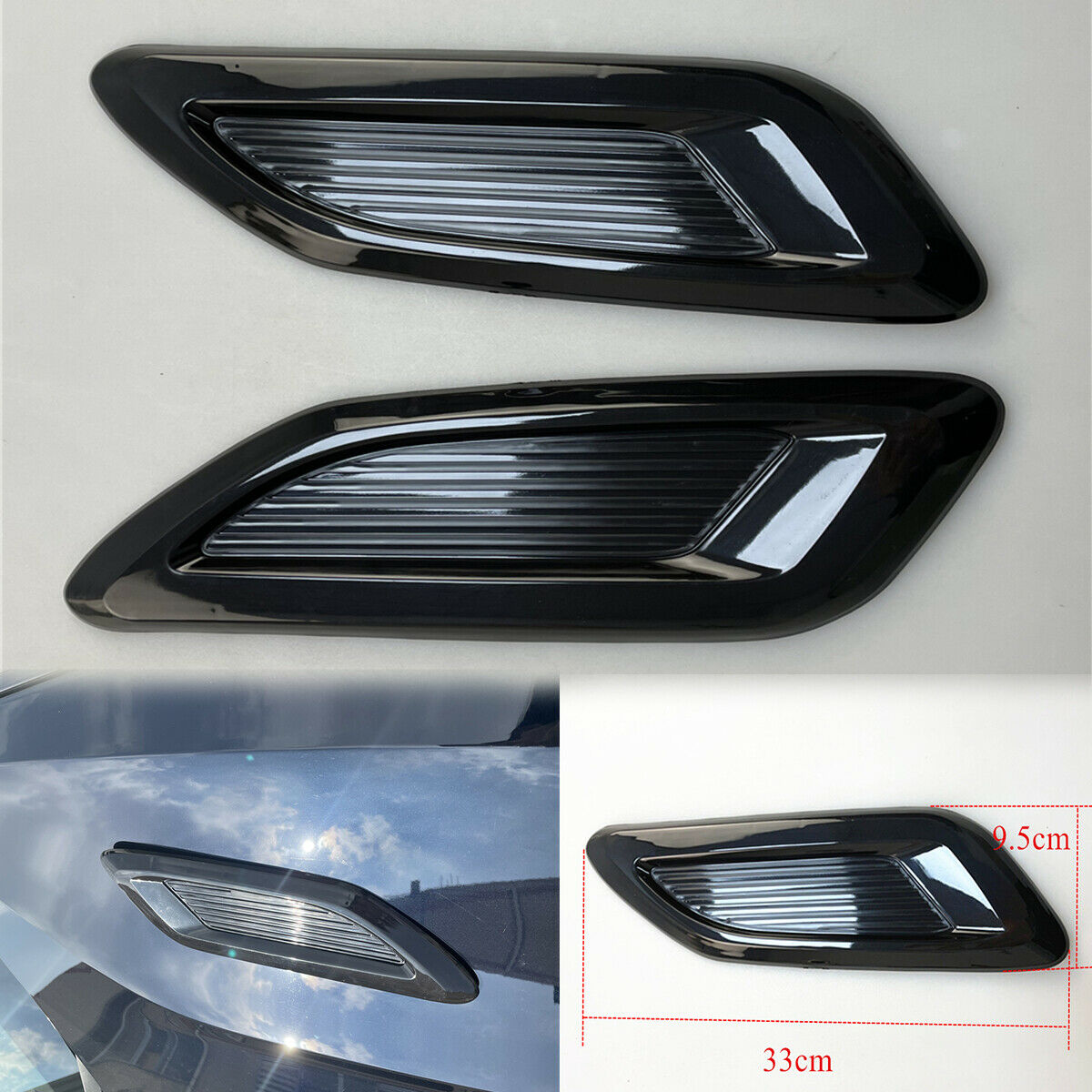 1Pair Universal ABS Plastic Glossy Black Air Flow Vent Cover Vehicle Accessories