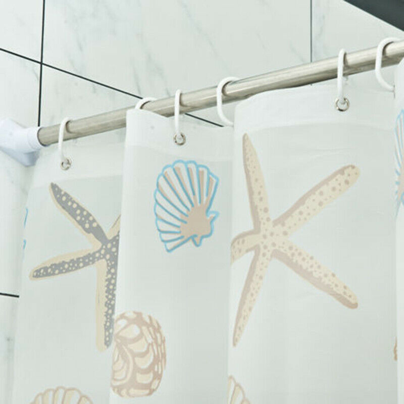 180 CM Waterproof Shower Curtain with 12x Hooks Bathroom Starfish Sea Shell NR9