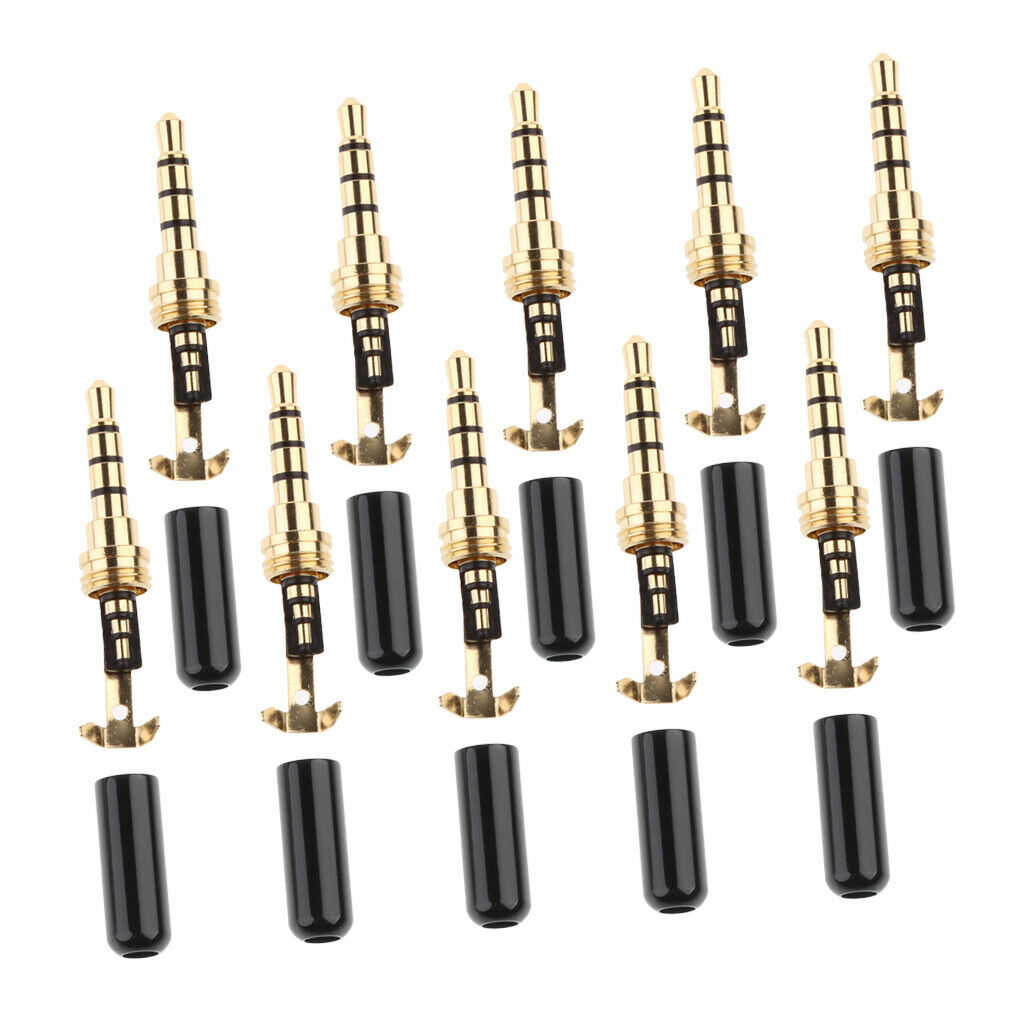 10x Universal DIY 3.5mm Audio Plug Male Head for earphone Headset Black