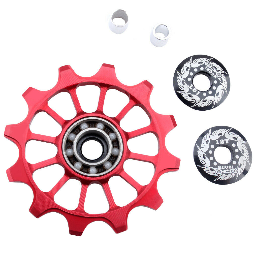 Bike Cycling Jockey Wheel Rear Derailleur Pulley Bicycle Ceramic Guide Red
