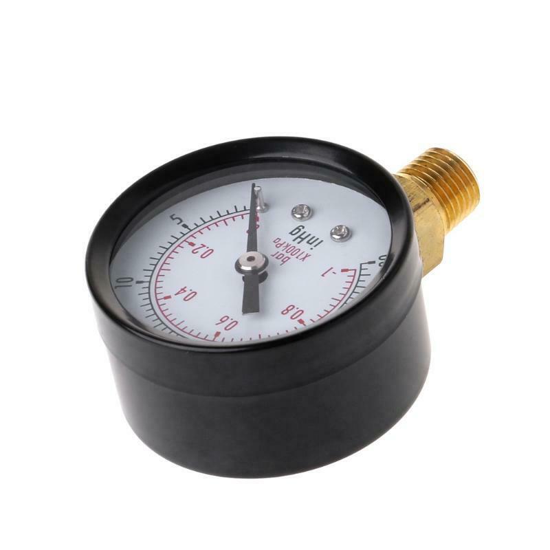 Vacuum Pressure Gauge Mini Dial Air Pressure Meter Double Scale BAR inHg 1/4"NPT