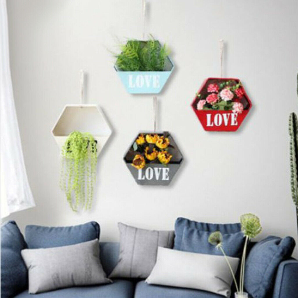 Wall Hanging Flower Basket Plant Pot Home Balcony Decor Red House