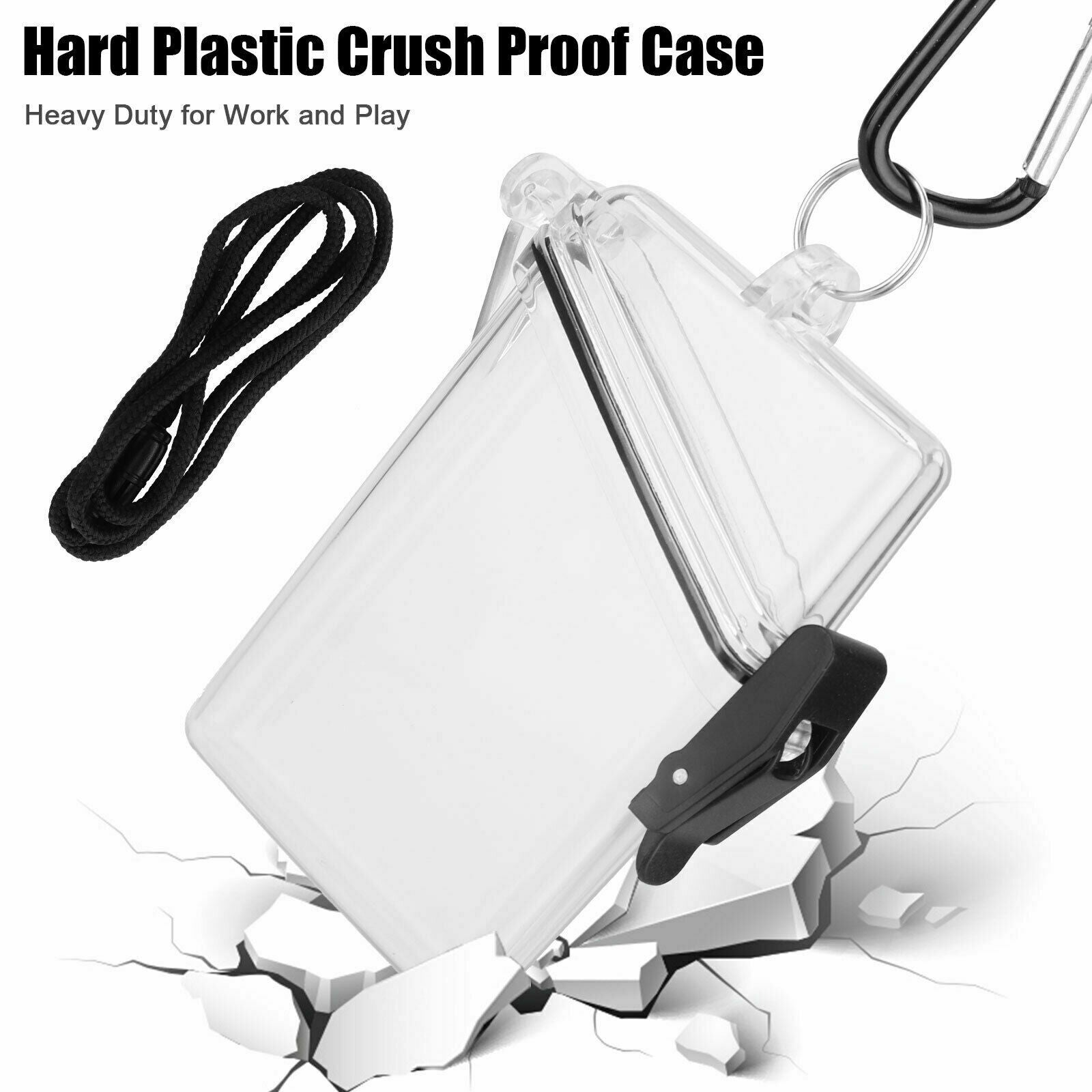 Portable Waterproof Sport Case Key Cash Work ID Card Holder Badge w/Lanyard+Clip