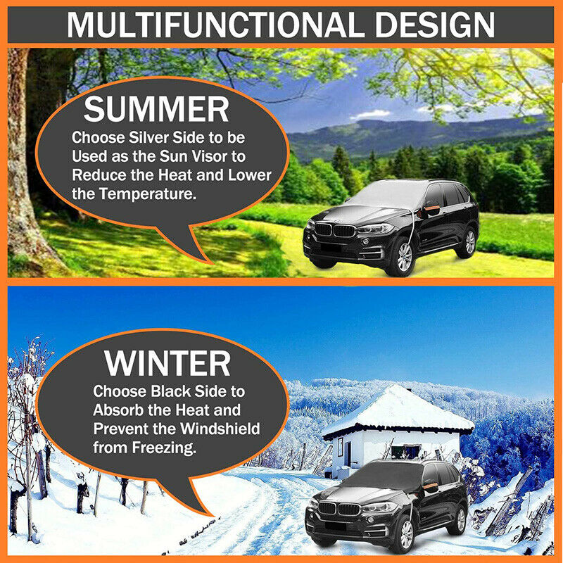 Car Windshield Snow / Sun Cover Ice Frost Sun Shade UV Block Protector 2-in-1