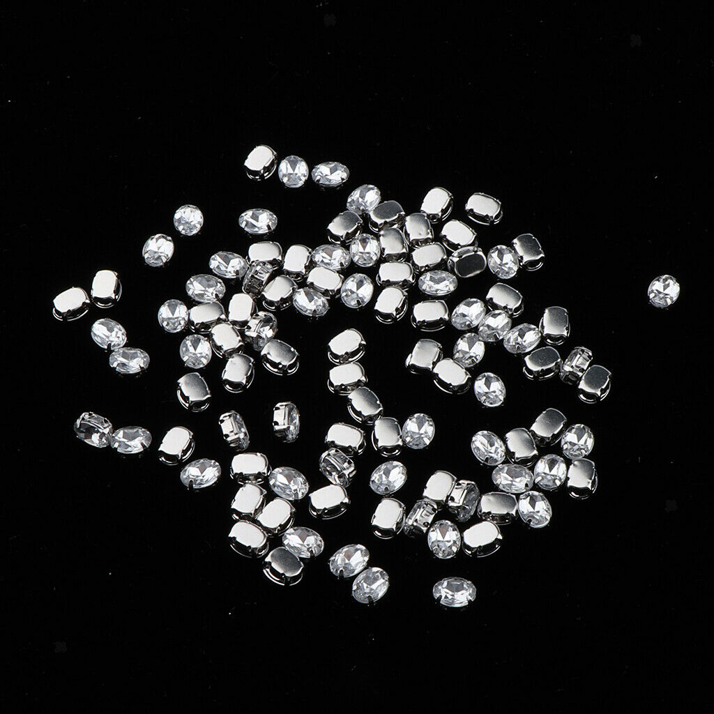 100 Pieces Sew On Crystals Rhinestone Beads Embellishment DIY Craft 6x8mm