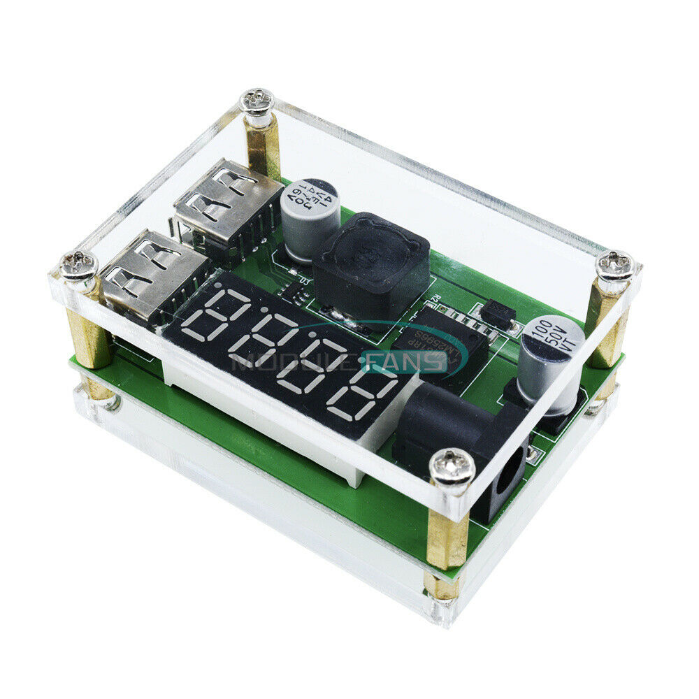Buck Module DC-DC 9V 12V 24V 36V to 5V 3A Car Voltage Dual USB Converter+Case