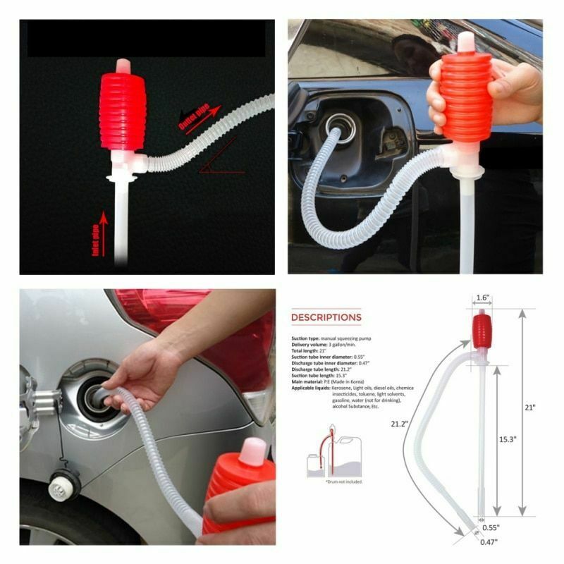2-Piece Gasoline  Pump Manual Siphon Pumping Kit Car Emergency Supplies