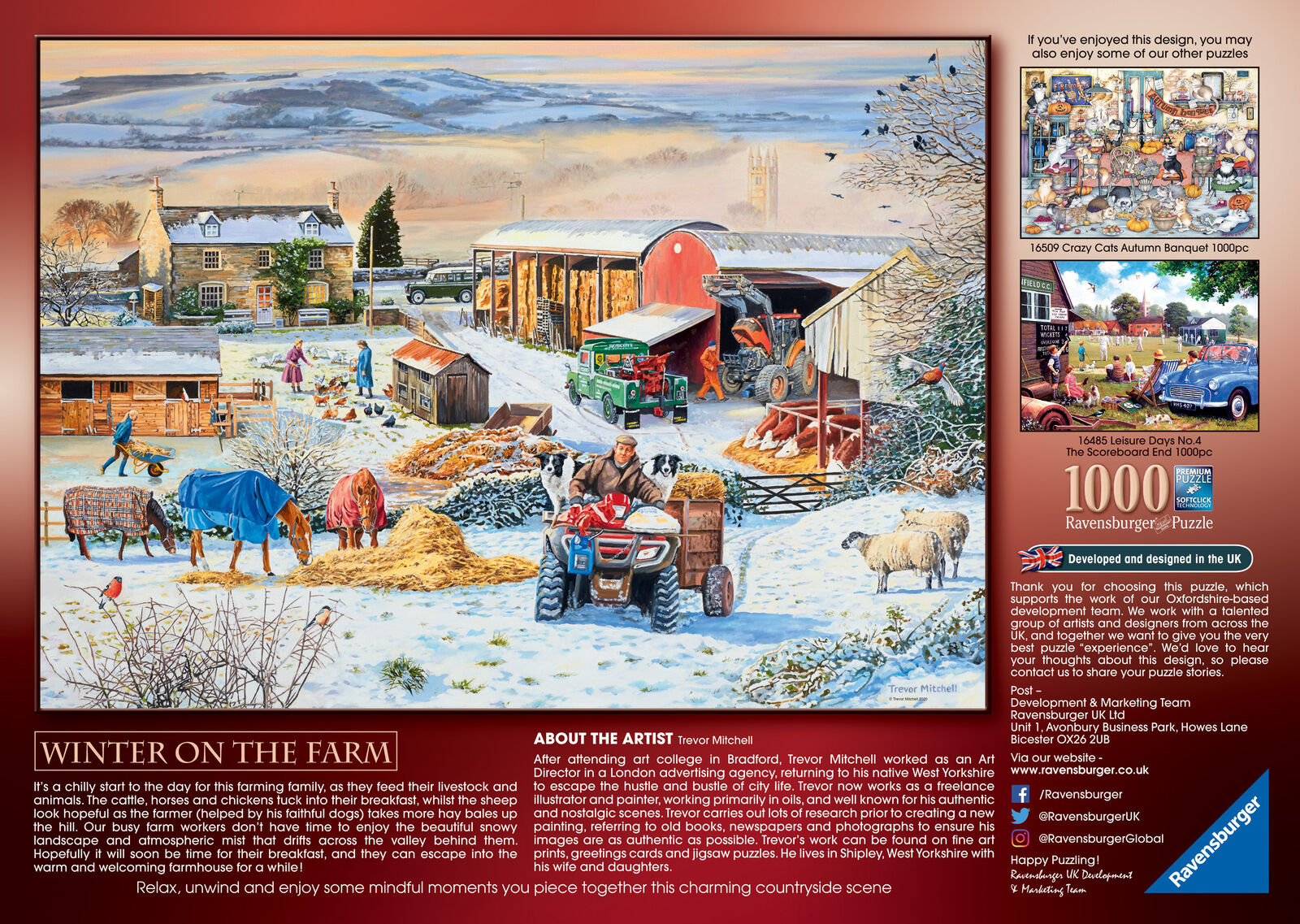 16478 Ravensburger Winter on the Farm Jigsaw Puzzle 1000 Pieces Age 12 Years+