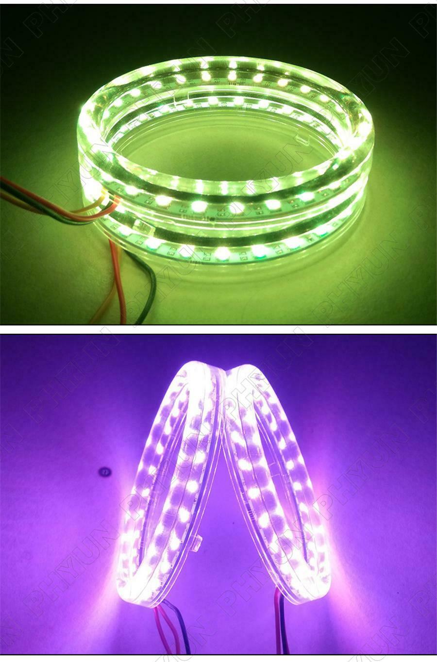 RGB LED Angel Eyes Lights Headlight w/ Halo Ring Protector Lens 95mm Universal
