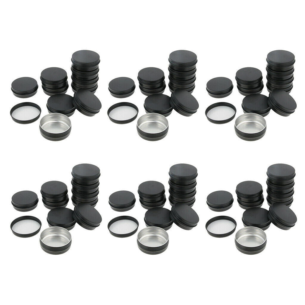 60pcs Mini Metal Tin Jars Screw Top Cans Food Candle Box with Lids Black